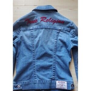 True Religion Jimmy Blue Denim Jean Trucker Jacket Womens Size Small